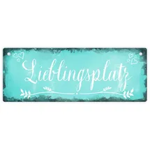 speecheese Lieblingsplatz Metallschild L in 10,5x28cm für den schönsten Platz in blau