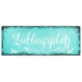 speecheese Lieblingsplatz Metallschild L in 10,5x28cm für den schönsten Platz in blau