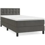 vidaXL Boxspringbett mit Matratze Dunkelgrau 100x200 cm Samt1398180