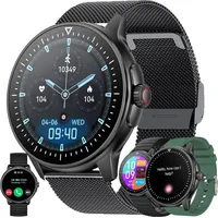 Damen-Smartwatch mit Telefonfunktion, 1,39 Zoll Touchscreen, IP68 wasserdicht, mit Blutdruckmessgerät, SpO2, 123 Sportmodi, mit Android iOS - Schwarz