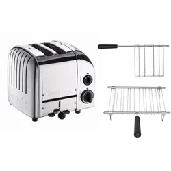 Dualit Toaster Paket 2, 2er Toaster mit Brötchenaufsatz und Sandwichzange