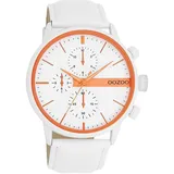 Oozoo Herrenuhr C11314 Weiss-Orange Lederband 45 mm - Weiß