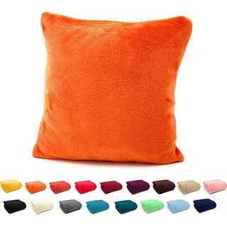 heimtexland ® Flanell Kuschel Kissen Super Soft Plüsch Typ380 Orange 40x40 cm