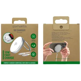 4smarts Qi2 Charger Kickstand mit Kabel 20cm, silber / weiß