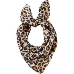 Halstuch LAURA SCOTT, Damen, beige (beige, braun), Satin, Polyester, Animalmuster, bedruckt, leicht glänzend, leicht durchscheinend, leicht transparent, feminin, Modetücher, mit trendigem Allover-Leopard-Muster - NEW