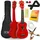 3rd Avenue Sopran-Ukulele mit 54 cm/21“, Anfängerset – Tasche, Ständer, Gurt, Saiten, Plektren und Griffbrett-Aufkleber – in Rot – KOSTENLOSE 1-monatige Online-Lektionen