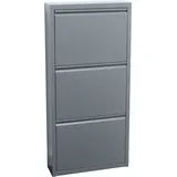 Ebuy24 - Pisa Schuhschrank Mit 3 Klappen/türen In Metall Grau. Fertig Montiert Geliefert.
