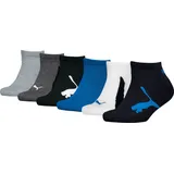 Puma Sneakersocken "PUMA KIDS BWT SNEAKER 6P ECOM", Mädchen, Gr. 31-34, weiß (navy, weiß, strong blau), Materialmix, unifarben mit Farbeinsatz, Socken Sneakersocken, mit verstärkten Nähten