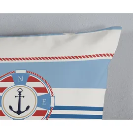 Muller Textil Selin Gestreift Blau 200 x 200 cm + 2 x 80 x 80 cm