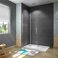 AICA Walk-In-Dusche mit Falttür 120 x 195 cm Duschwanne