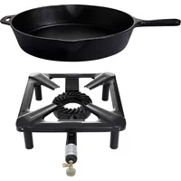 All'Grill Paella World Hockerkocher-Set (gross) mit Gusseisenpfanne Ø 35 cm - ohne Zündsicherung, Pfanne + Kochtopf