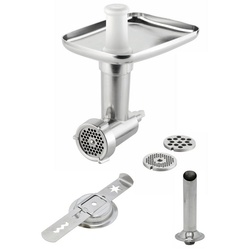grossag Fleischwolfaufsatz KFW 5 Set 1386, Zubehör für alle KitchenAid-Küchenmaschinen, mit Wurstfüll-Vorsatz und Spritzgebäck-Vorsatz silberfarben