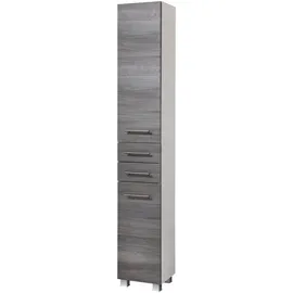 WELLTIME Hochschrank Trento, verschiedene Ausführungen und Farben Badmöbel, Seitenschrank Breite 30 cm, viel Stauraum, Made in Germany grau|silberfarben