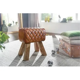 Wohnling Hocker Leder 40 x 48 x 27 cm Braun