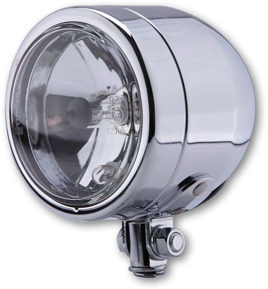 SHIN YO Chrome koplamp 90mm, met lagere montage, grootlicht H4, zilver