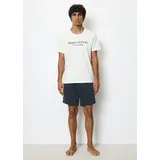Marc O'Polo Marc O'POLO, Herren, Schlafanzug - 2-tlg. Pyjama Set, kurz, Rundhalsausschnitt, Organic cotton Weiß/Dunkelblau XL