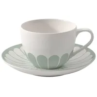 Villeroy & Boch Fleur Vert Kaffeetasse mit Untertasse 0,16 l Grün