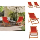 Strandstühle 2 Stk. Klappbar Rot Stoff - Strandstuhl - Gartenstuhl - Campingstuhl - Liegesessel - Klappbarer Stuhl
