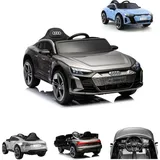 ES-Toys Kinderfahrzeug Elektro Auto Audi E-Tron GT, EVA-Reifen, Softstart, Stoßdämpfer grau