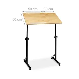 Relaxdays Laptoptisch groß höhenverstellbar Eiche Nachbildung/hellbraun/schwarz