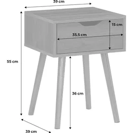 sweeek - 2er-Set Nachttisch mit nussfarbenem Holzdekor, 1 Schublade