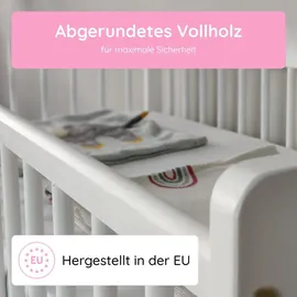 Kids Collective Babybett Kinderbett Gitterbett 60x120 höhenverstellbar & herausnehmbare Sprossen, | weiss sehr stabil Europe - weiß