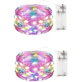 KOBOKO 2 Stk Lichterkette Batterie, 2M 20 LED Kupferdraht Lichterkette Innen, Farbiges Lichterketten Batteriebetrieben, Dekorative Lichter für Schlafzimmer,Garten,Weihnachten,Hochzeit (Farbiges Licht)