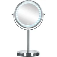 KLEINE WOLKE Kosmetikspiegel Bright Mirror mit 5-facher Vergrößerung, LED-Beleuchtung und Touch-Funktion, Größe: 17,5 x 29,5 x 12 cm, Material: Metall/Glas/LED