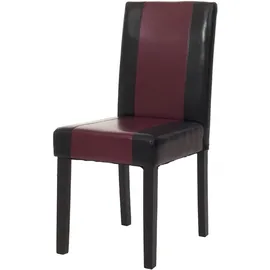 MCW Esszimmerstuhl Littau, Küchenstuhl Stuhl, Kunstleder ~ schwarz/rot, dunkle Beine