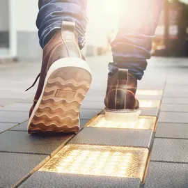 ledscom.de 5er-Set LED Pflasterstein CUS, IP67, 230V, 15x15x4cm, warmweiß