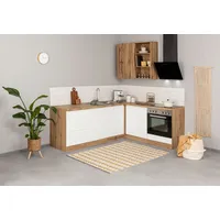 kochstation Winkelküche L-Form 240 x 180 cm weiß