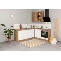 kochstation Winkelküche L-Form 240 x 180 cm weiß