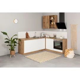 kochstation Winkelküche L-Form 240 x 180 cm weiß