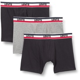 Levis Herren Boxer-Shorts, 3er Pack - Sportswear Logo Boxer Brief, Cotton Stretch Schwarz/Grau XL (2er