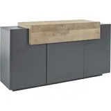 INOSIGN Sideboard »Coro, Kommode, Schrank, Kredenz, grifflos mit Einlegeböden«, mit 1 klappe, 3 Türen, Doppeltiefe B/T/H 160x45x85,6cm, grau