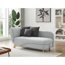 vente-unique PENELOPE rechte Chaiselongue aus hellgrauem Stoff mit Stauraum für Bettzeug - Hellgrau