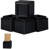 Relaxdays Möbelerhöher 4er Set, Erhöhung um 8,5 cm, für Tische, Stühle und andere Möbel, HxBxT 10x11,5x11,5 cm, schwarz, 4 Stück, 4
