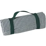 Les Jardins de la Comtesse - Quadratische Dunkelgrün Karierte Picknickdecke - Baumwolle/beschichtete Rückseite Polyester - Faltbare Picknickdecke/tragbar mit mitgelieferter Halterung - 140 x 140 cm