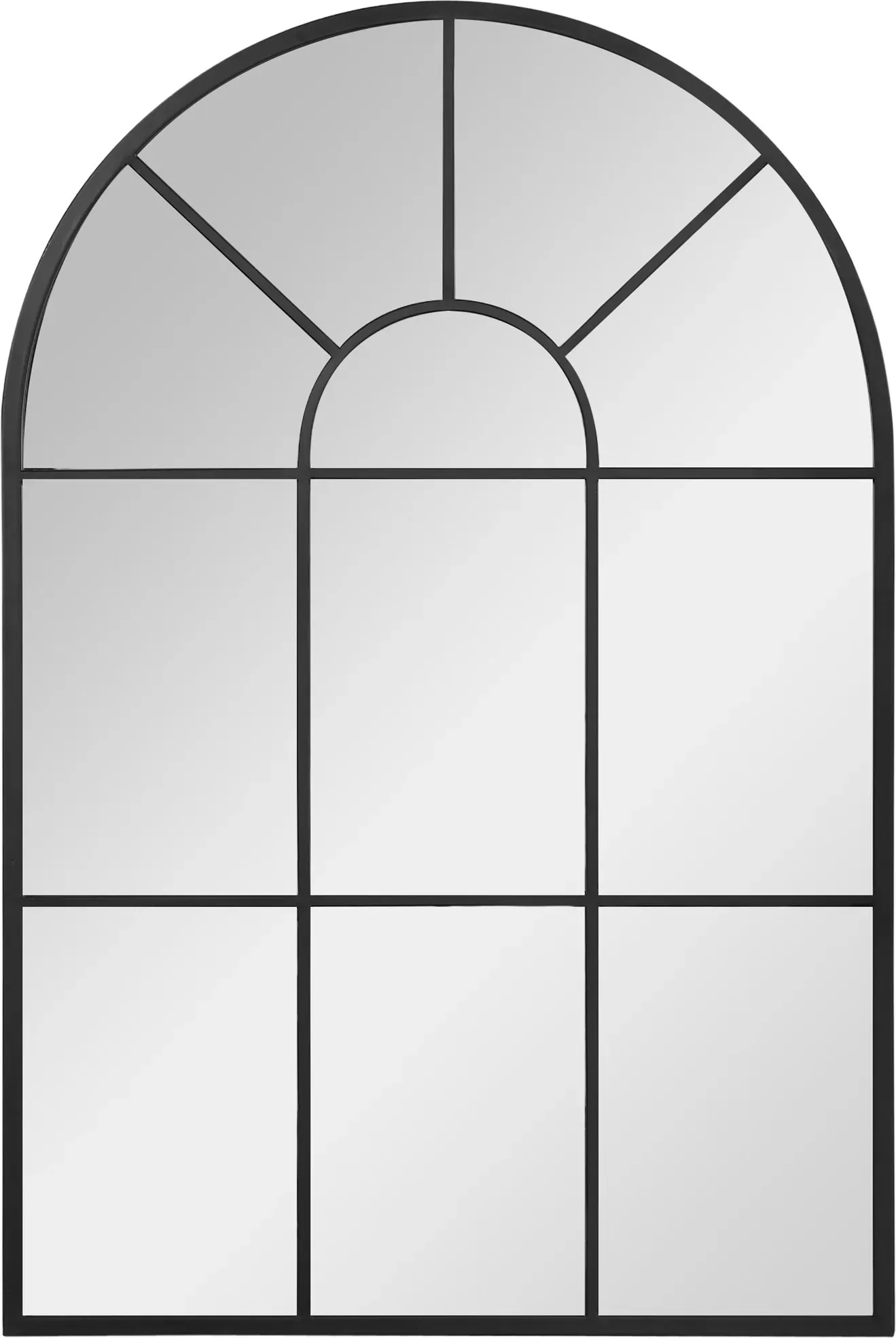 HOMCOM Bogenfenster Wandspiegel 91x60cm mit Metallrahmen aus Glas für Wohnzimmer Schlafzimmer Esszimmer Flur in Schwarz   Aosom.de