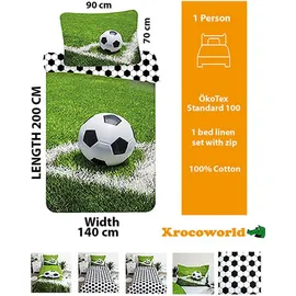 Jerry Fabrics Bettwäsche Fußball Grün 140 x 200 cm + 70 x 90 cm