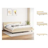 vidaXL Boxspringbett mit Matratze Creme 200x200 cm Stoff