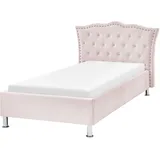 Beliani Bett Samtstoff Pastellrosa Lattenrost 90 x 200 cm