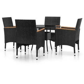 vidaXL 5-tlg. Garten-Essgruppe Poly Rattan Schwarz
