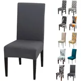 Set Mit 6 Modernen, Universellen Stretch-stuhlhussen, Grau - Crezuo