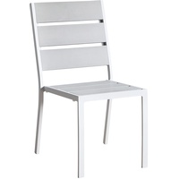 Domus Stile Modigliani Stuhl ohne Armlehne, Aluminium und Holz Kunststoff, weiß, 62 x 55.5 x 89 cm, 4 Stück