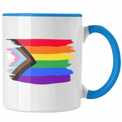 Trendation Tasse Trendation – Regenbogen Tasse Geschenk LGBT Schwule Lesben Transgender Grafik Pride Flagge blau