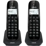 VTech CS1401 DECT Schnurloses Telefon 2 Mobilteile mit Anrufersperre, Freisprecheinrichtung, Anrufererkennung/Anklopffunktion, Hintergrundbeleuchtung Display, ECO-Modus Geringe Strahlung, Schwarz