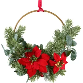 Creativ green Kunstkranz CREATIV GREEN "Weihnachtsstern-Kranz", rot, Ø:26cm, Kunststoff, Kunstpflanzen, mit Metallring