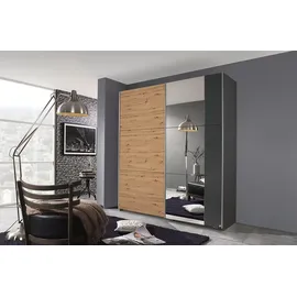 Rauch Schwebetürenschrank RAUCH "Kleiderschrank Garderobe TOPSELLER AURELIO mit 3 Ausstattungsvarianten", grau (graumetallic, eiche artisan), B:175cm H:210cm T:59cm, Holzwerkstoff, Schränke, Schwebetürenschrank, 3 verschiedene Ausstattungsvarianten Griffe aus