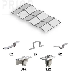 Prior PV Ost-West Flachdach-Aufständerungs-Set 6x2 Solarmodule